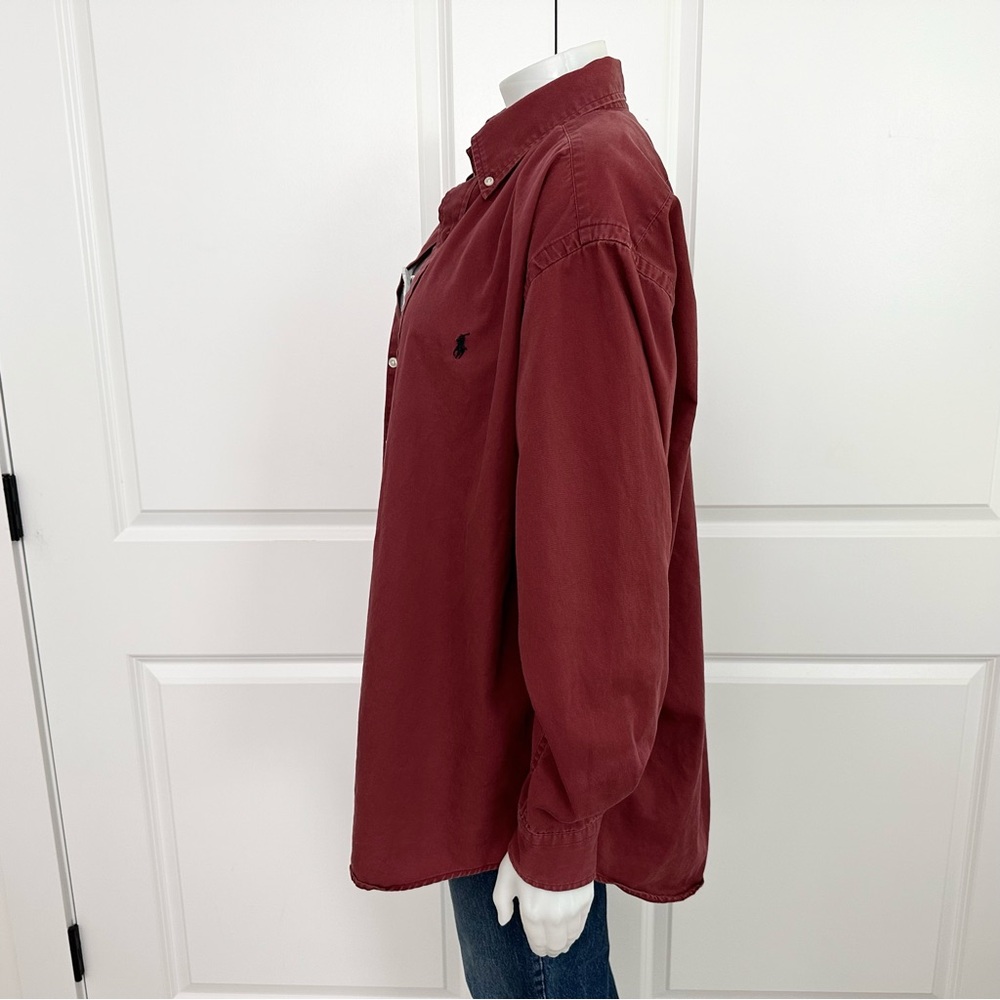 Ralph Lauren Blake Rust /Burgundy Fall Oxford Shirt- Oversized Polo Button Down - Picture 6 of 17